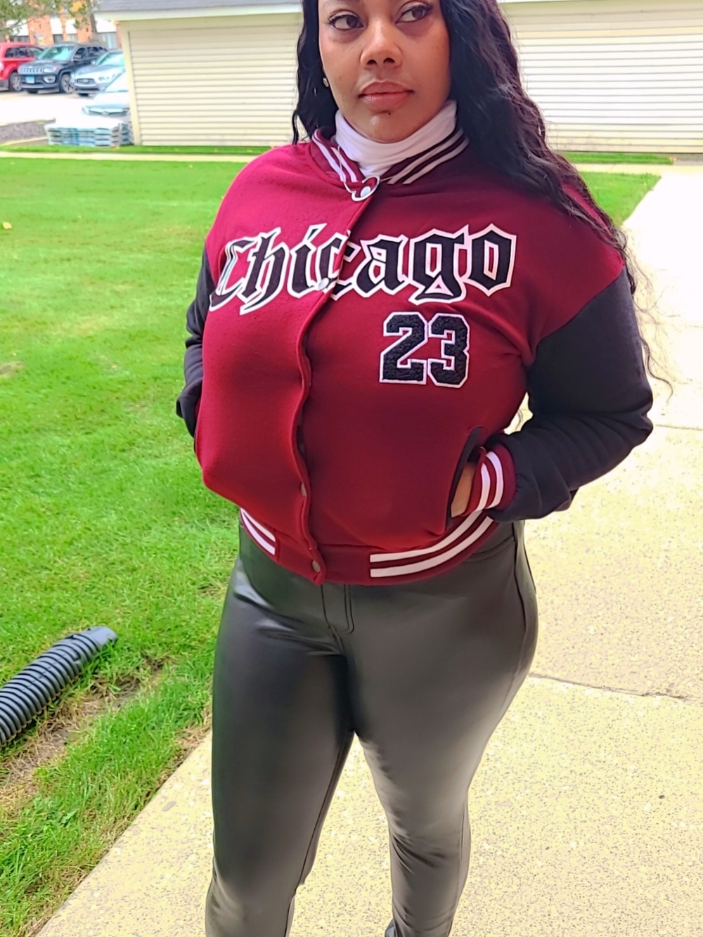 Chicago Script 23 Burgundy Varsity Jacket